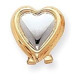 14k Two-Tone Heart Non-pierced Omega Back Earrings