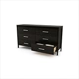 South Shore Gravity 6 Drawer Double Dresser in Ebony Finish