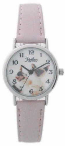 Ladies Pussy Cat Pink Fabric Strap Watch