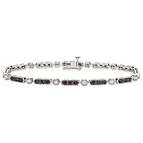 1 Carat Black and White Diamond Sterling Silver Bracelet
