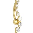 Solid 14kt Yellow Gold Top Mount Cubic Zirconia Journey Belly Ring