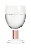 Water Glass, Navaja, Rainbow Striped Stem w/ Napkin. Designer Embossed Stem Water Drinking Goblet