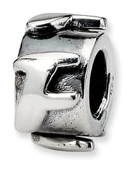 Letter F, Alphabet Charm in Sterling Silver For 3mm Charm Bracelets