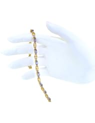 10K Yellow Gold Diamond and Tanzanite Bracelet