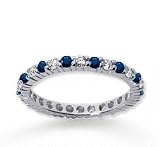 1/2 Carat Blue Sapphire and Diamond 14k White Gold Eternity Band