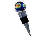 ArtisanStreet's Rainbow - Dichroic Fused Glass Art Bottle Stopper With Wood Stand. Use for 750 ml or 1 L Wine or Liquor Bottles, Oil & Vinegar, Cooking Wine or Perfume Bottles. One of a Kind.