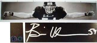 Brian Urlacher Chicago Bears 17x72 Bear Hug B&W Poster Autographed