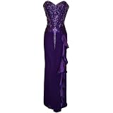 Beaded Strapless Satin Full Length Formal Gown With Side Ruffle Prom Dress Junior Plus Size
