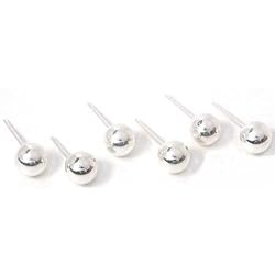 6 Sterling Silver Ball Earrings Studs Posts Piercing
