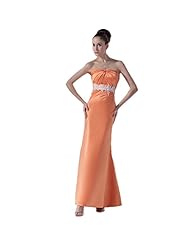 Sexy Strapless Sheath Satin Ankle Length Bridesmaid Dress 