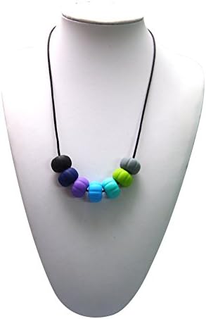 Best Pacifier Teething Toy For Baby Boys and Girls-Chewable BPA Free Silicone Baby Teething Rainbow Necklace for Mom and Baby-e