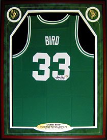 Larry Bird Autographed / Signed Framed Boston Celtics Green Jersey