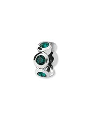 May Birthstone, 6-Stone Charm in Silver For 3mm Charm Bracelets