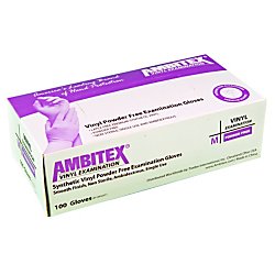 Exam Gloves: Medium, Synthetic Vinyl, Powder Free; 100 Count