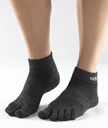 ToeSox Ultra Sport Ankle Length Athletic Sport Toe Socks, Black, Medium