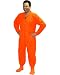 PajamaCity Blazing Orange Smooth Fleece Adult Footed Pajamas with Stocking Feet for Men and Women