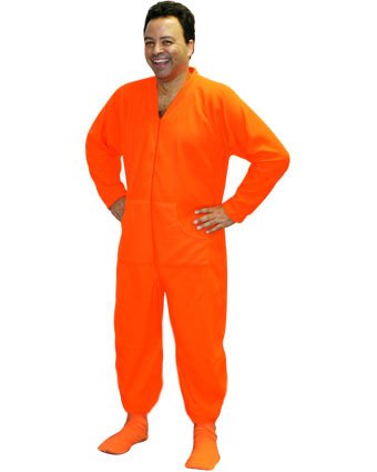 PajamaCity Blazing Orange Smooth Fleece Adult Footed Pajamas with Stocking Feet Size 7 (5'10 to 6'0)
