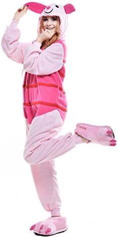 NEWCOAPLAY Unisex Onesies Pajamas Kigurumi Cosplay Sleepsuit Costume (S, Piglet Pig)