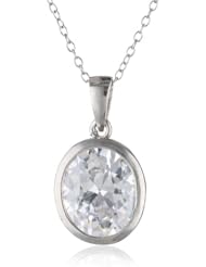 Sterling Silver Cubic Zirconia Oval Pendant Necklace, 18"