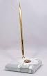 Gold Crystal Heart White Satin Guest Book Pen and Pen Base