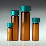 4 mL (1 dram) Amber Glass Vials, Green Teflon-Lined Caps, cs/144