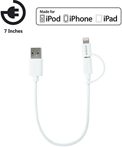 [Apple MFi Certified] MYOHO short 10 inch Universal 2-in-1 Charge &amp; Sync Cable MicroUSB, MFi 8 pin connectors for Apple, Android devices; iphone 6s, 6sPlus, iphone 6, 5S, Samsung S6, S7, ipad air mini