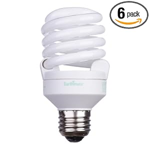 Earthmate EP2052AK 20-Watt Super Mini-Spiral CFL 2700K Bulb, 6 Pack
