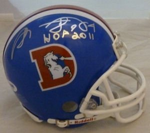 Shannon Sharpe Autographed Denver Broncos Mini Helmet w/HOF 11