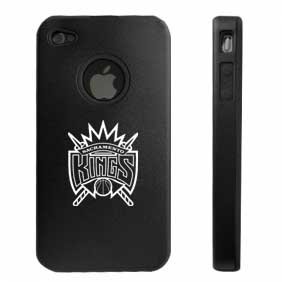 Apple iPhone 4 4S 4G Black Aluminum & Silicone Case Sacramento Kings