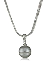 Honora "Tuxedo" Gray Freshwater Cultured Pearl Pendant Necklace on 5 Strand Sparkle Chain, 18"