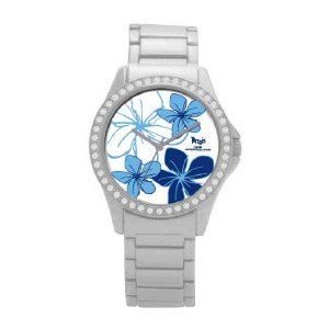 Montre - Femme - Motif floral blanc avec 46 pierres de diamants - ??tanche - 5 ATM - (TF-016L)