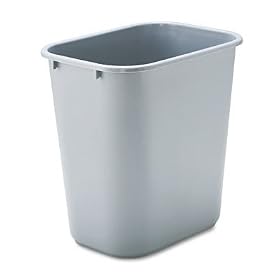 Plastic Wastebasket, Medium, 28 1 8 quart, Gray, 12 carton RUB295600GY