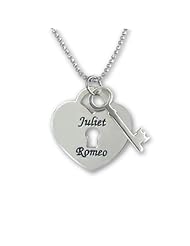 Valentines Day Gift-Personalized Heart Lock with Key Pendant - Custom Made with 2 Names! Free engraving!