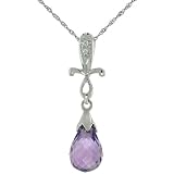 10ct White Gold Cross & Amethyst Pendant, w/ 0.01 Carat Brilliant Cut Diamonds, 1 in. (25mm) tall