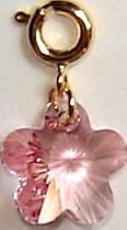 14K Glod Plated Swarovski Crystal Flower Charm - Light Pink