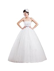 Petite Strapless  Sequined Beaded  Ball Gown Wedding Dress 