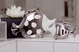 2er Set Deko-Figuren Tischdeko Fin der Fisch aus Porzellan 22,5 + 23 cm lang