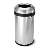 simplehuman Bullet Open Can, Brushed Stainless Steel, 50-Liter/ 13-Gallon