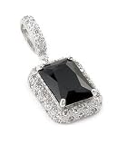 Sterling Silver Black Rectangle Cubic Zirconia Pendant