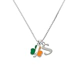 2-D Irish Flag Shamrock Capital -S- Initial Necklace