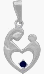 Sterling Silver Genuine Sapphire Mother & Child Pendant with chain