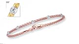 14K Rose and White Gold Diamond Accented Bracelet - 7.25