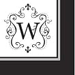 Monogram Black & White Cocktail Napkins - W Monogram Black & White Cocktail Napkins - W
