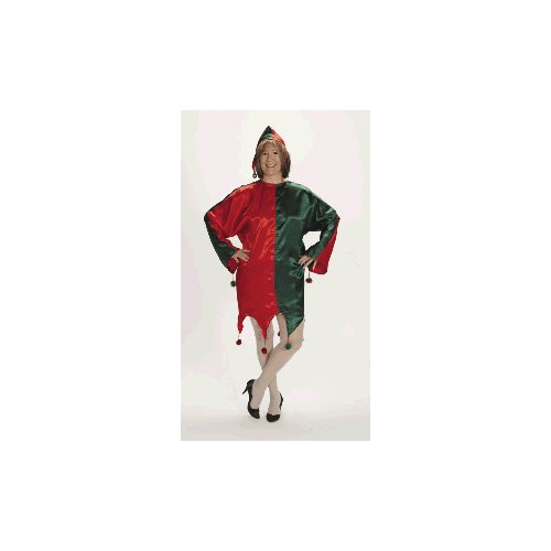 Satin Jingle Elf Adult Christmas Costume OSFM