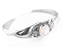 Sterling Silver Rainbow Moonstone Leaf Cuff Bracelet