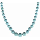 14k Yellow Gold 6-12mm Graduated Lab-Created Chinese Turquoise Necklace, 17