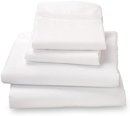 HOTEL LUXURY SHEET SET 1800 Series Double Brushed Microfiber Platinum Collection Bedding Set, Deep Pockets, Wrinkle &amp; Fade Resistant, Hypoallergenic Sheet &amp; Pillow Case Set (White, King)