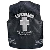 Diamond Plate Rock Design Genuine Leather Vest With Christian Patches 2x 3 Slash Pockets