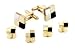 Jewelry : Yellow gold plated cufflinks and shirt studs formal set with mother of pearl and onyx with presentation box. Made in the U.S.A