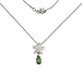 18K White Gold Designer Starfish Pendant with Pave Diamonds .24ct and Peridot Briolette with 18 Bead Chain